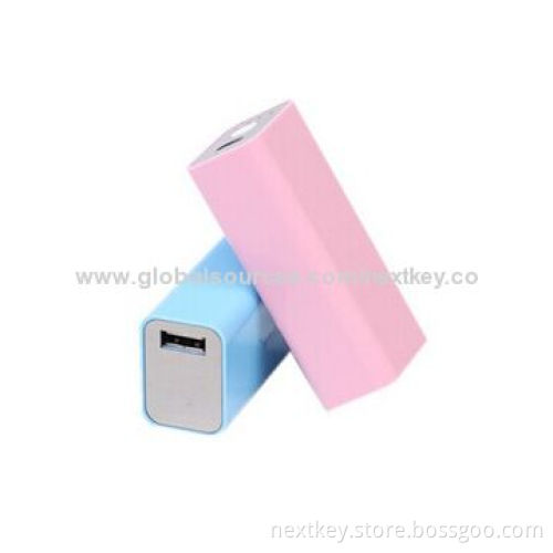 Wholesale Square Shape 2,600mAh Portable Power Bank for iPhone, 5V/1/2A Output